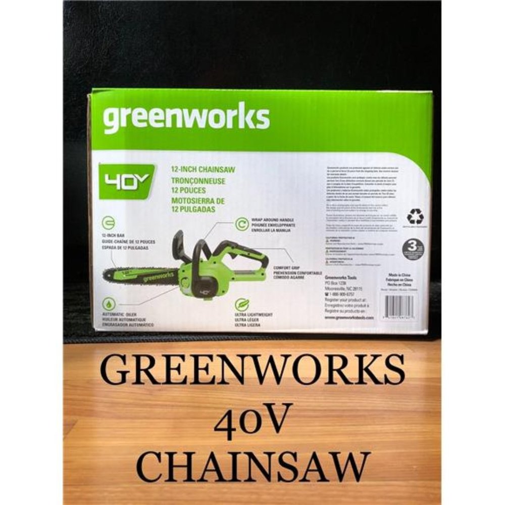 Greenworks 40V 12" Cordless Compact Chainsaw Great For Storm Clean-Up, Pruning